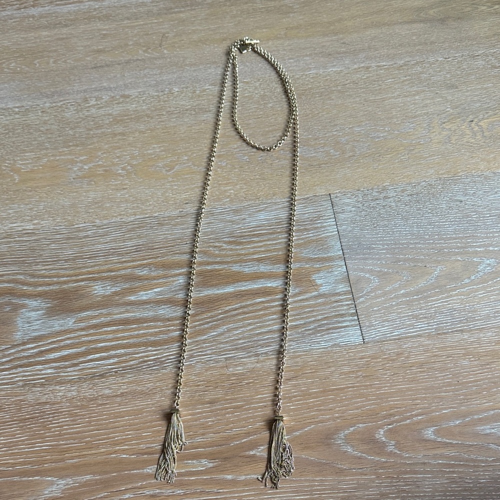 BCBGMaxAzria Gold Lariat Tassel Necklace